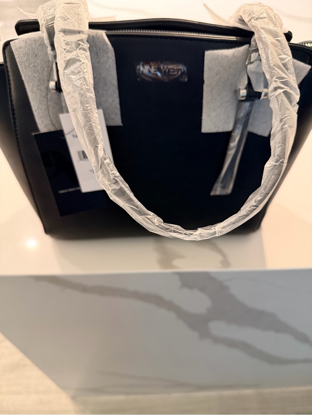 Nine West Black Structured Tote Satchel
